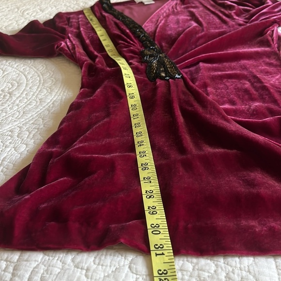 Silk Blend Velvety Wrap Jacket Women Medium Beaded Top Vintage Fairy Core Retro - Picture 14 of 17